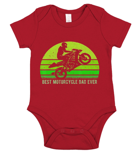 Mens Vintage Retro Best Motorcycle Dirt Bike Dad Ever Fathers Day T-Shirt Short Sleeve Baby One-Piece