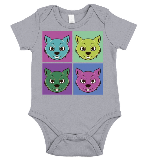 Squirrel Acorn Retro Vintage Short Sleeve Baby One-Piece