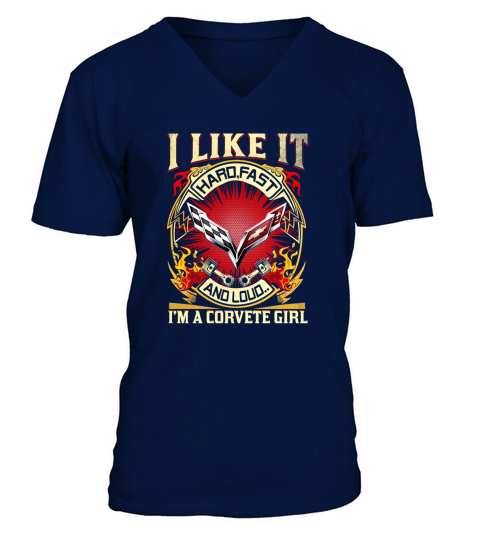 I LIKE IT CORVETTE GIRL V-Neck T-shirt