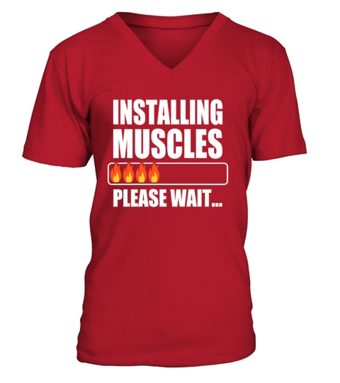 Installing Muscles Bodybuilding Weightlifting Gym V-Neck T-shirt