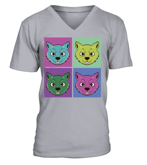 Squirrel Acorn Retro Vintage V-Neck T-shirt