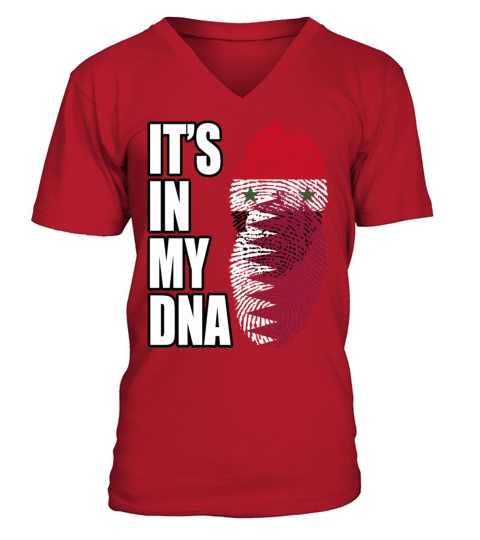 Syrian And Qatari Vintage Heritage DNA Flag V-Neck T-shirt