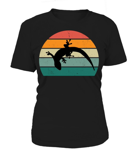 Vintage Sunset Gecko Lizard Silhouette Women's T-Shirt