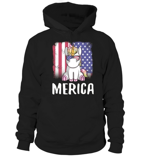 Merica Unicorn Patriotic USA Flag Hoodie Unisex