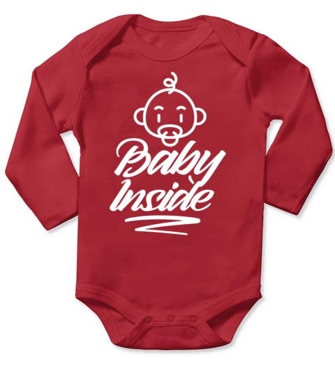 Baby Inside Cute Pregnant Announcement Pregnancy Long Sleeve Baby One-Piece