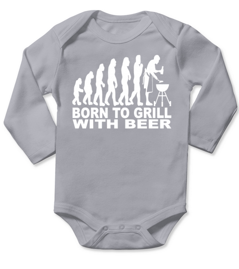 BORN TO GRILL WITH BEER Long Sleeve Baby One-Piece