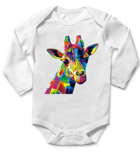 Cute Giraffe Colorful Men Long Sleeve Baby One-Piece