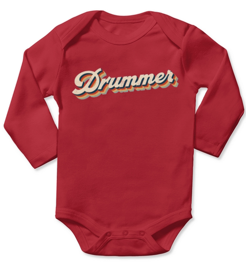 Drummer Drum Set Retro Vintage Long Sleeve Baby One-Piece
