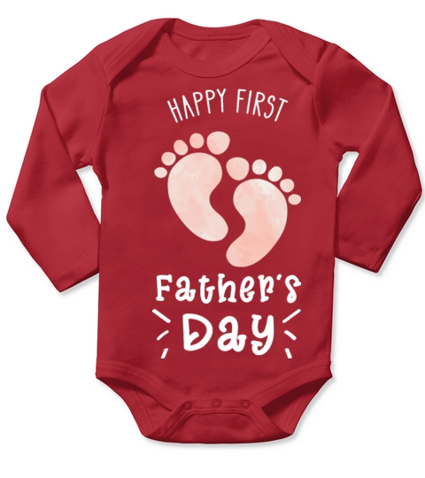 Happy First Fathers Day Pregnant Pregnancy Long Sleeve Baby One-Piece