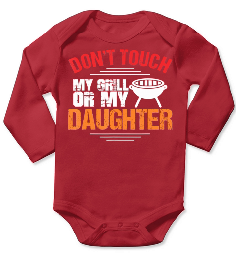 Protective Daddy Shirt Daughter Dad Barbecue Grilling Gift T-Shirt Long Sleeve Baby One-Piece