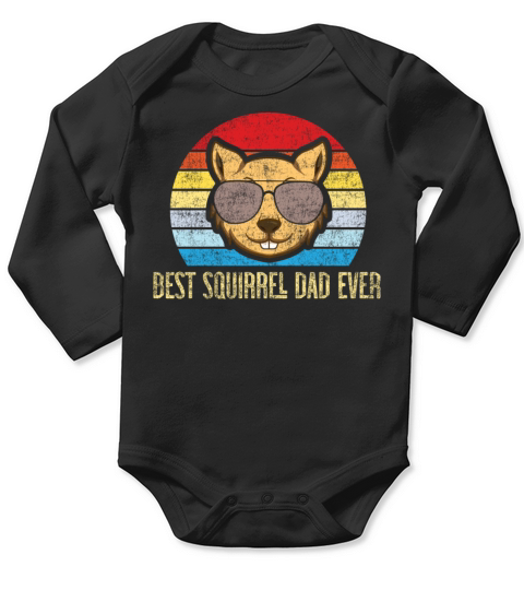 Squirrel Acorn Dad Father Retro Long Sleeve Baby One-Piece