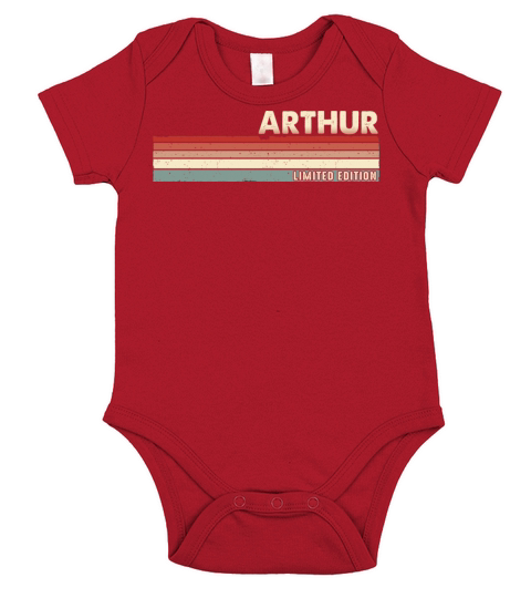 Arthur - Funny Retro Vintage Name 80s 90s Short Sleeve Baby One-Piece