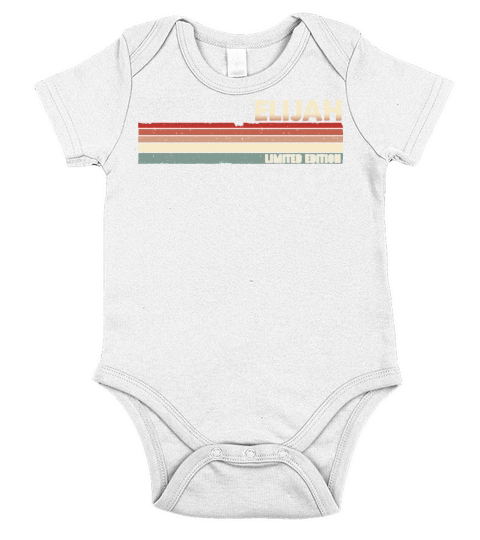 Elijah Funny Retro Vintage Name Surname 80s 90s Short Sleeve Baby One-Piece