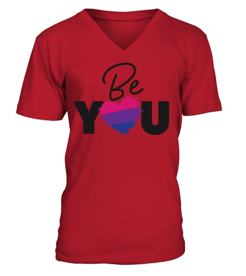Bisexual Bi Pride Flag Heart Be V-Neck T-shirt