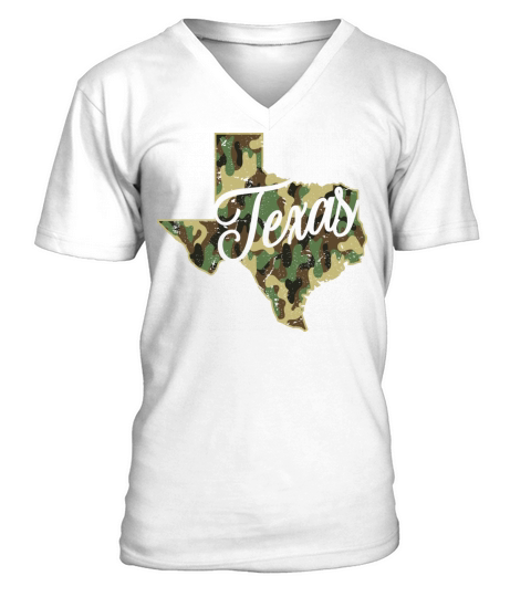 Camo Texas Flag Outline State V-Neck T-shirt
