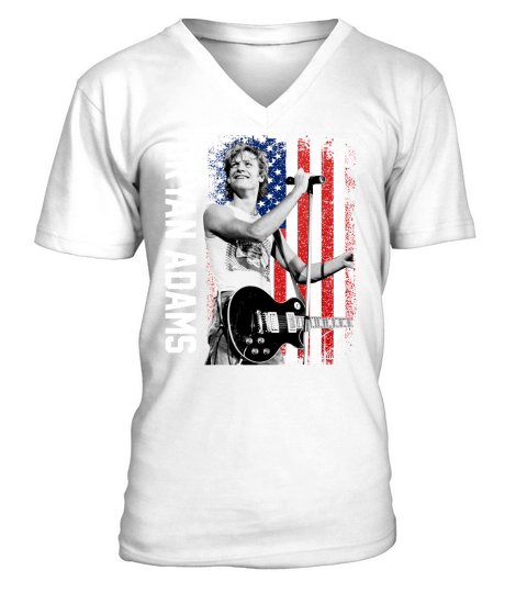 Discover Cool Bryan Adams American Flag V-Neck T-shirt