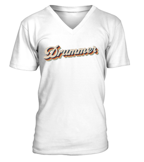 Drummer Drum Set Retro Vintage V-Neck T-shirt