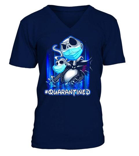 Jack Skellington face mask quarantined Coronavirus shirt V-Neck T-shirt