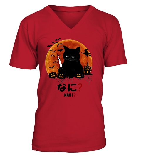 Pretty Nani Cat Killer Moon Halloween V-Neck T-shirt