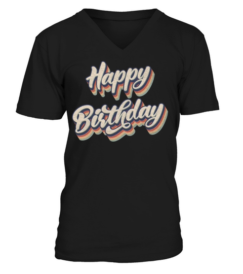 Retro Vintage Happy Birthday V-Neck T-shirt