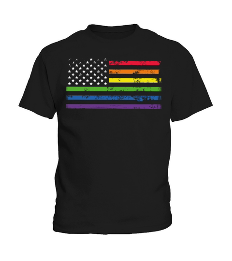 LGBT Community American Flag Rainbow Colors Gay Kids T-Shirt