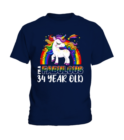 Unicorn Age 34 Years Gay Pride LGBT Pride Month Kids T-Shirt