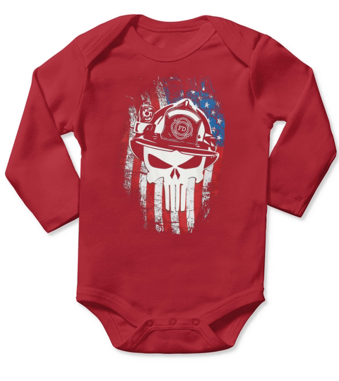 American Firefighter Punisher Long Sleeve Baby One-Piece