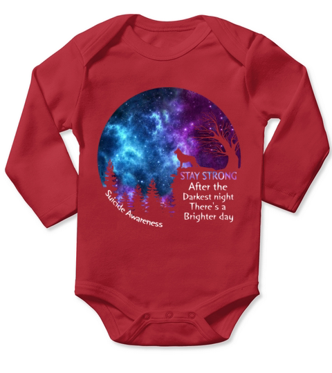 German Shepherd Suicide Awareness Stay Strong Gift Long Sleeve Baby One-Piece