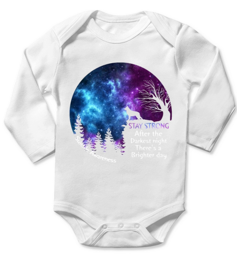 German Shepherd Suicide Awareness Stay Strong Gift Long Sleeve Baby One-Piece