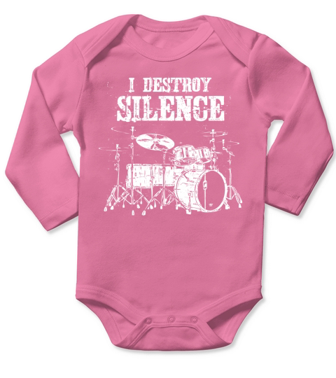 I Destroy Silence Drums Long Sleeve Baby One-Piece