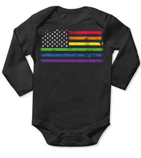 LGBT Community American Flag Rainbow Colors Gay Long Sleeve Baby One-Piece