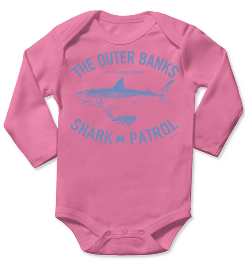 Outer Banks Shark Patrol OBX Vintage Light Blue Long Sleeve Baby One-Piece