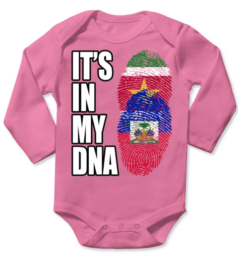 Surinamese And Haitian Vintage Heritage DNA Flag Long Sleeve Baby One-Piece