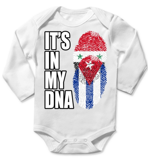 Syrian And Cuban Vintage Heritage DNA Flag Long Sleeve Baby One-Piece