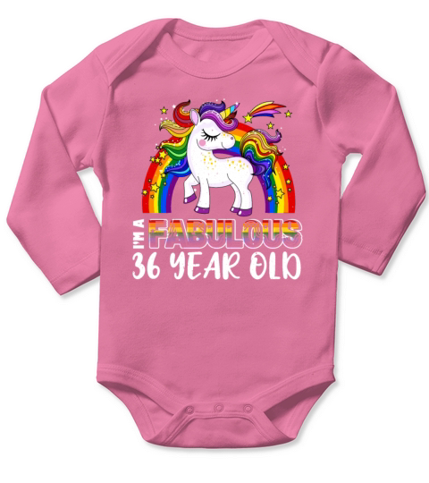 Unicorn Age 36 Years Gay Pride LGBT Pride Month Long Sleeve Baby One-Piece