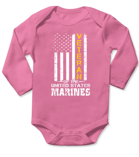 US American Flag U.S. Marines Veterans T-Shirt Long Sleeve Baby One-Piece
