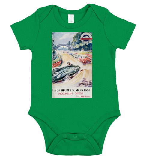 24hs Le Mans, 1954, vintage poster Short Sleeve Baby One-Piece