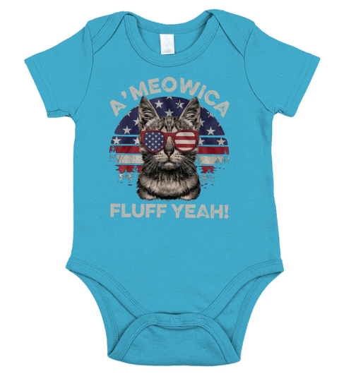 A&#8217;meowica Fluff Yeah Sunset American Flag Short Sleeve Baby One-Piece