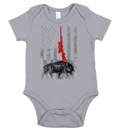 Boar Hunting Hog Hunting Deer American Flag T-Shirt Short Sleeve Baby One-Piece