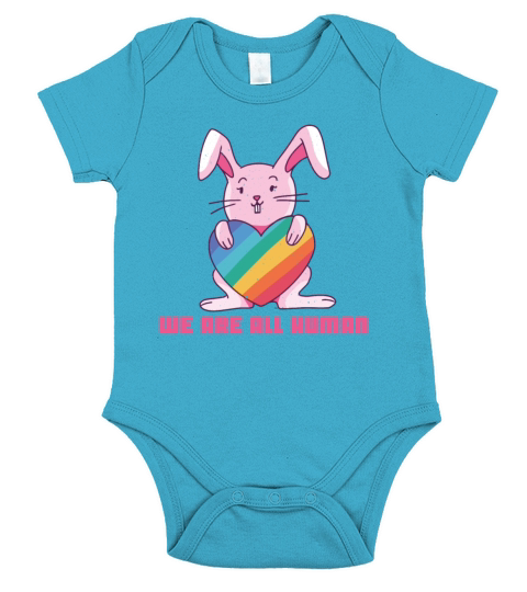 Human Rainbow Rabbit Cute Gay Pride LGBT Pride Short Sleeve Baby One-Piece