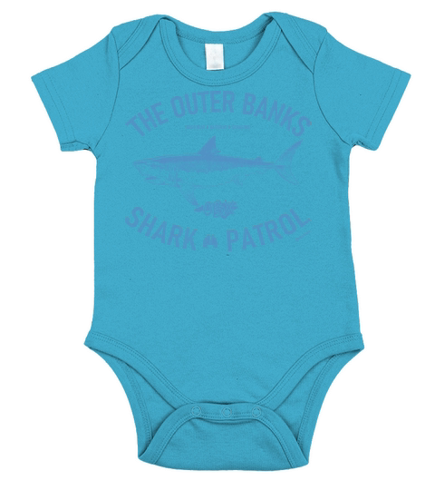Outer Banks Shark Patrol OBX Vintage Light Blue Short Sleeve Baby One-Piece