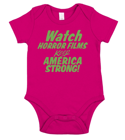 Watch Horror Films Keep America Strong T-Shirt Creature Features Monster Movie Shirt Short Sleeve Baby One-Piece