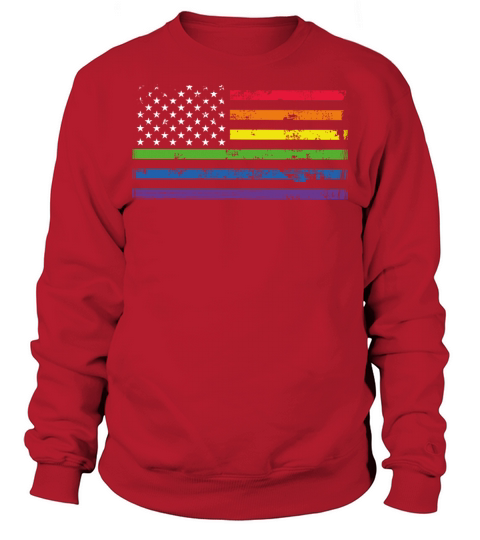LGBT Community American Flag Rainbow Colors Gay Sweatshirt Unisex