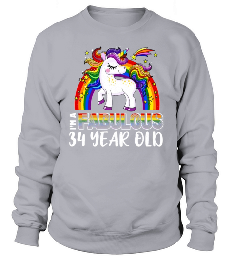 Unicorn Age 34 Years Gay Pride LGBT Pride Month Sweatshirt Unisex