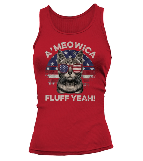 A&#8217;meowica Fluff Yeah Sunset American Flag Tank top Woman