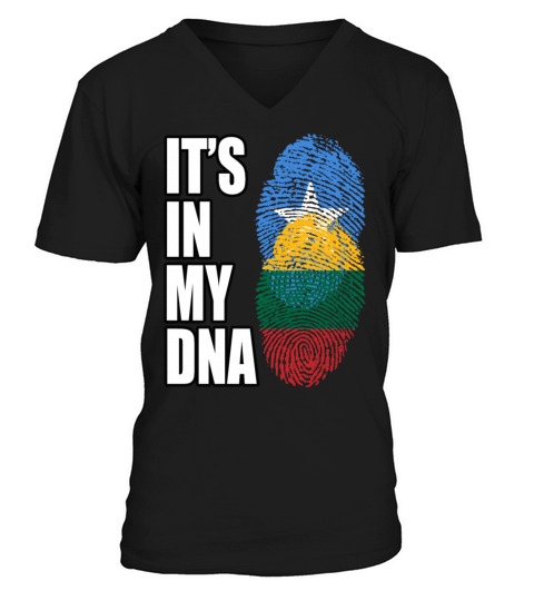 Somali And Lithuanian Vintage Heritage DNA Flag V-Neck T-shirt