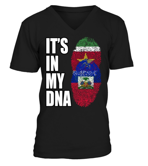 Surinamese And Haitian Vintage Heritage DNA Flag V-Neck T-shirt