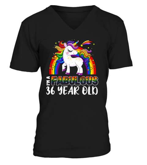 Unicorn Age 36 Years Gay Pride LGBT Pride Month V-Neck T-shirt
