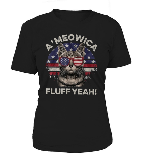 A&#8217;meowica Fluff Yeah Sunset American Flag Women's T-Shirt