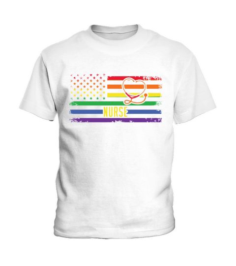 American Nurse Flag Stethoscope Lesbian Gay Kids T-Shirt